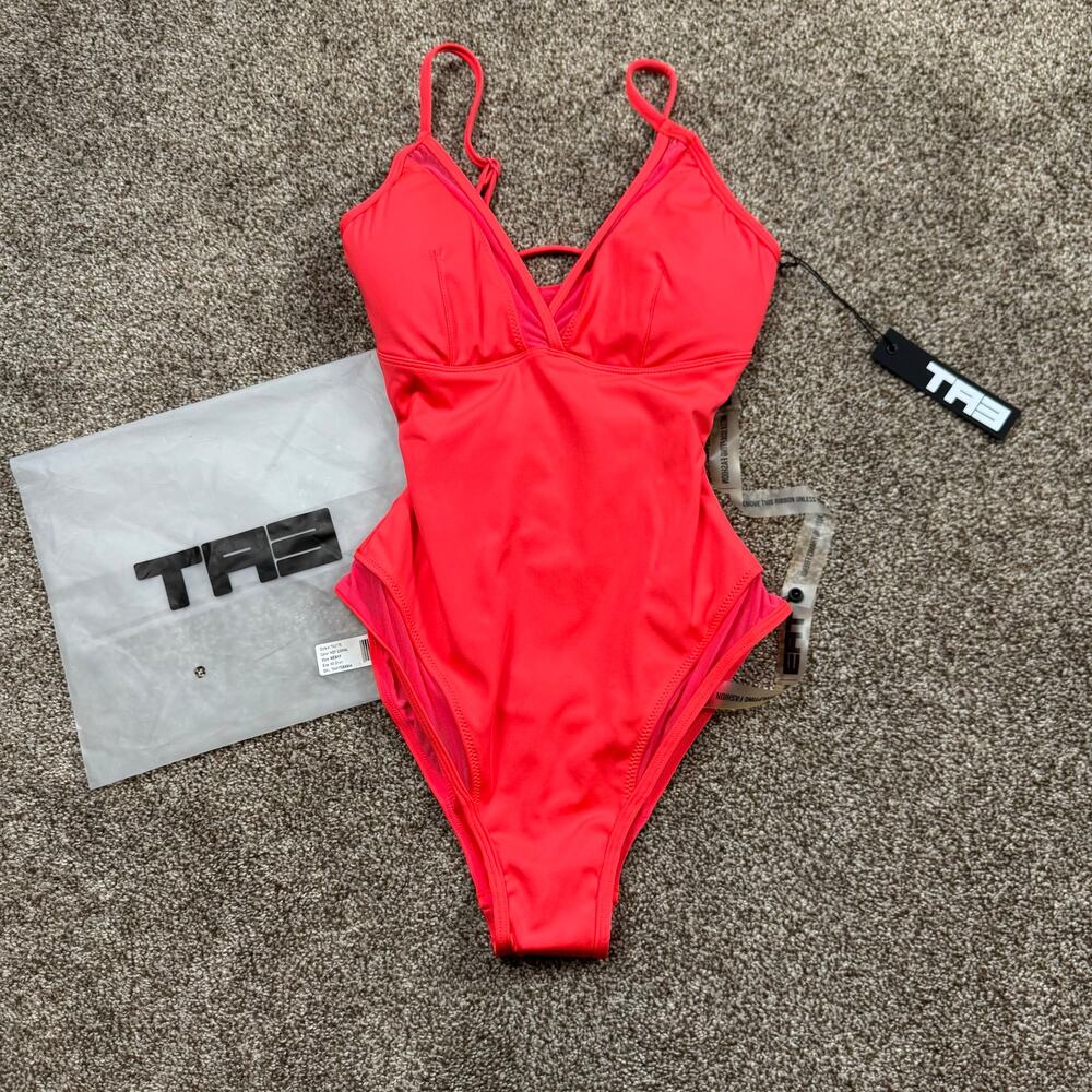 TA3 Sculpting Swimsuit Meshy One Piece XS Short Hot Coral NWT  Sexy One Piece